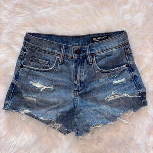 The Bar Blue Jean Shorts Distressed Cut-Off Style